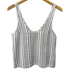 Reformation Sz XS Striped Tank Top Textured Black White Classic Crop Made USA